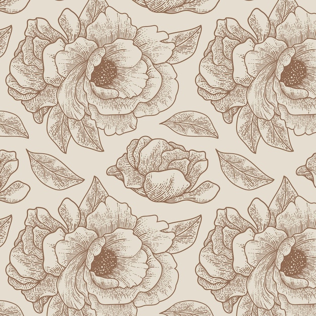 Free Vector engraving hand drawn botanical pattern