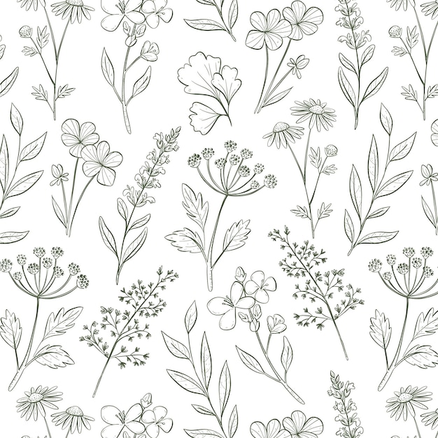 Free vector engraving hand drawn botanical pattern