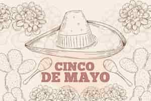 Free vector engraving hand drawn cinco de mayo illustration