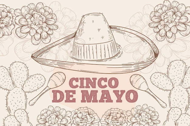 Engraving hand drawn cinco de mayo illustration