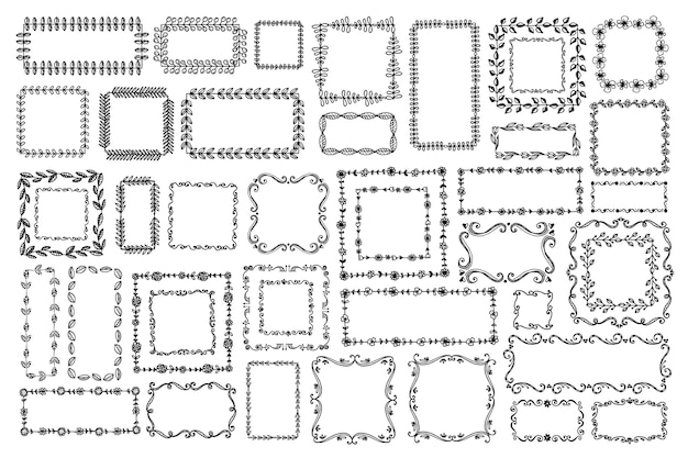 Free Vector engraving hand drawn doodle frames collection