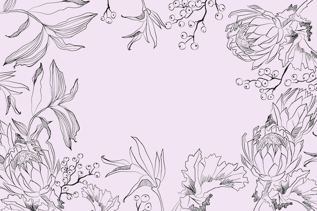 Engraving hand drawn floral background