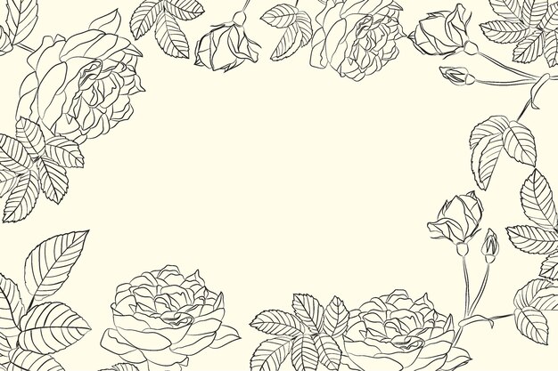 Engraving hand drawn floral background