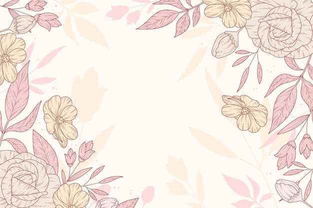 Engraving hand drawn floral background