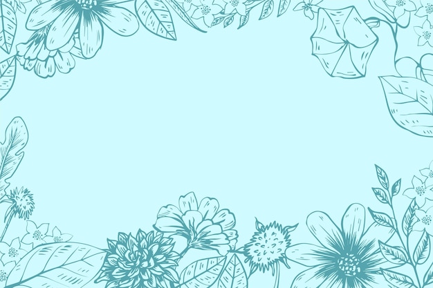 Engraving hand drawn floral background