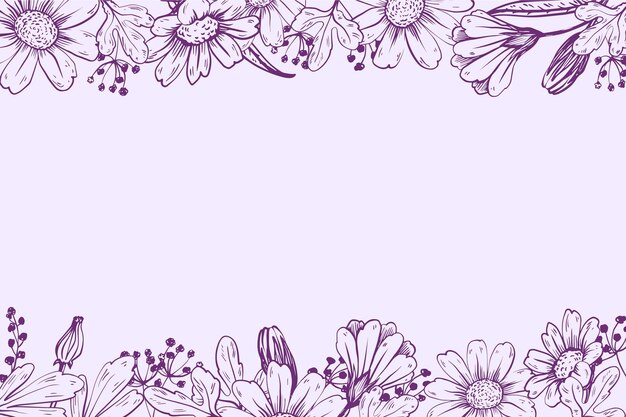 Engraving hand drawn floral background