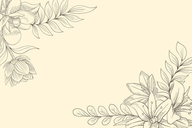 Engraving hand drawn floral background