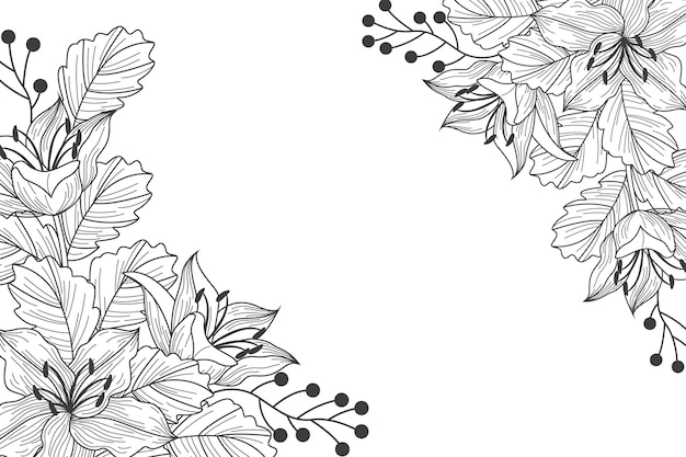 Free Vector engraving hand drawn floral background