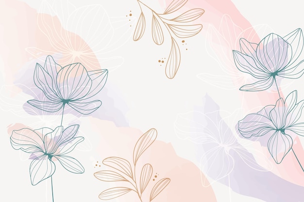 Engraving hand drawn floral background