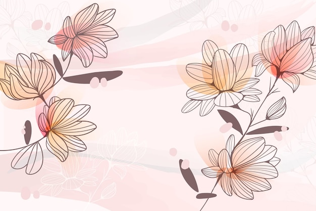 Engraving hand drawn floral background