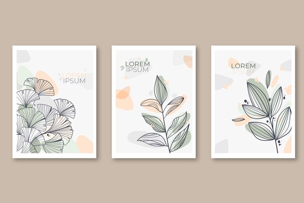 Engraving hand drawn floral card pack