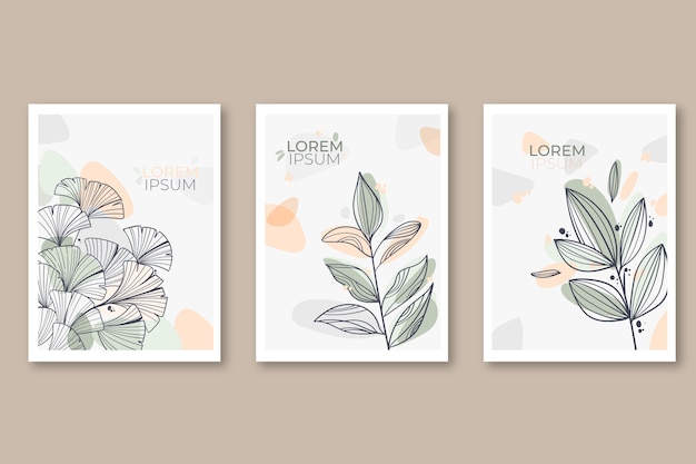 Engraving hand drawn floral card pack