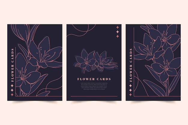 Free Vector engraving hand drawn floral cards collection