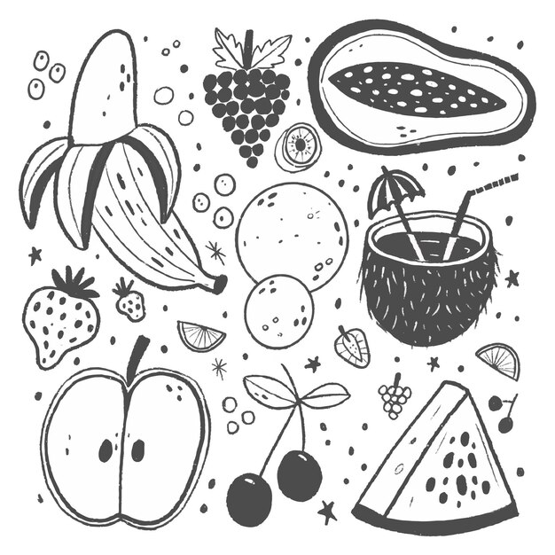 Engraving hand drawn fruit pack