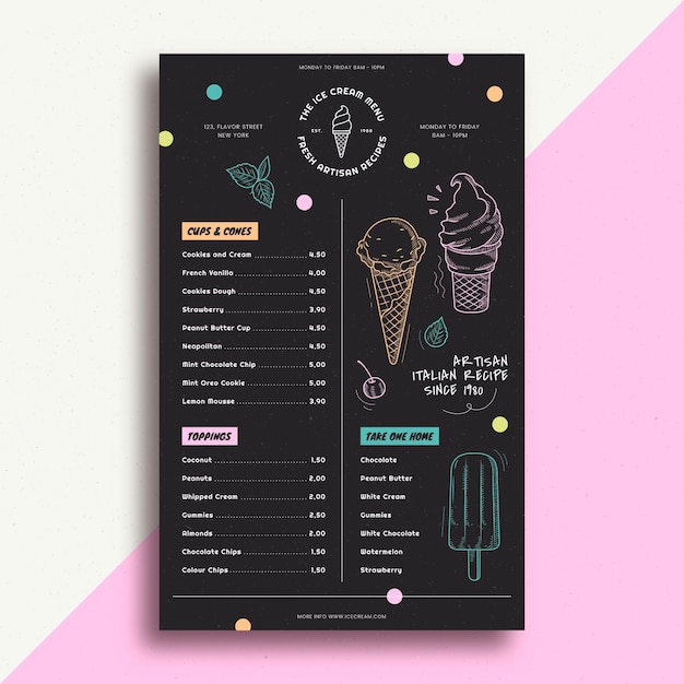 Free Vector engraving hand drawn ice cream blackboard menu template