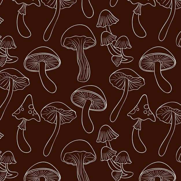 Engraving hand drawn mushroom pattern