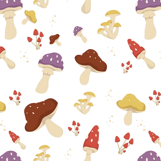 Free Vector engraving hand drawn mushroom pattern