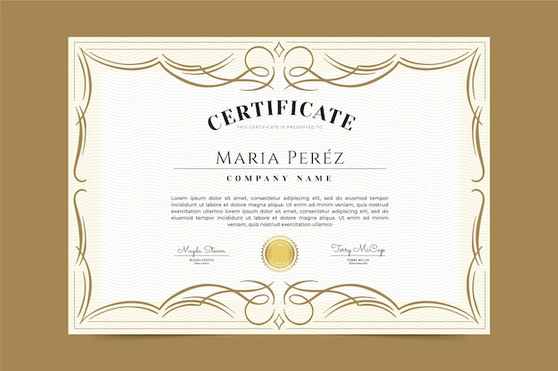 Engraving hand drawn ornamental certificate