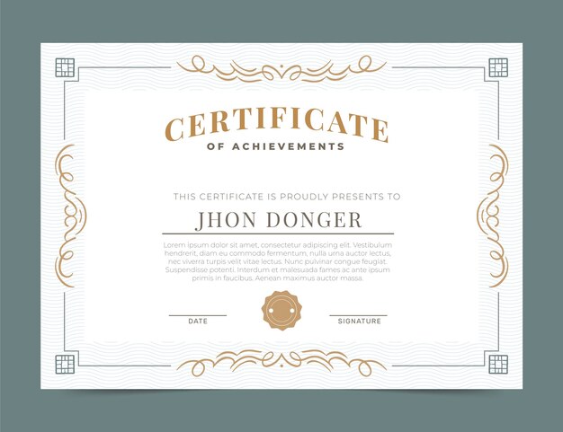 Engraving hand drawn ornamental certificate