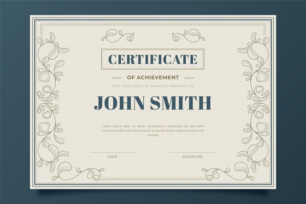 Engraving hand drawn ornamental certificate