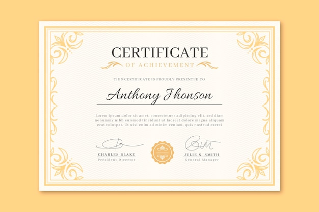 Free Vector engraving hand drawn ornamental certificate