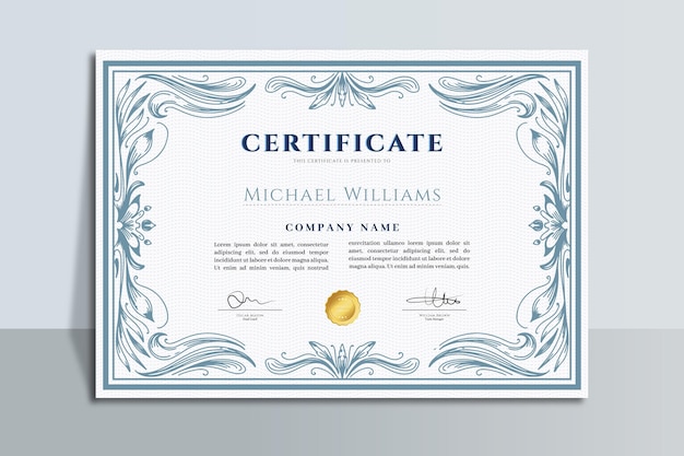 Engraving hand drawn ornamental certificate