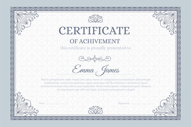 Engraving hand drawn ornamental certificate