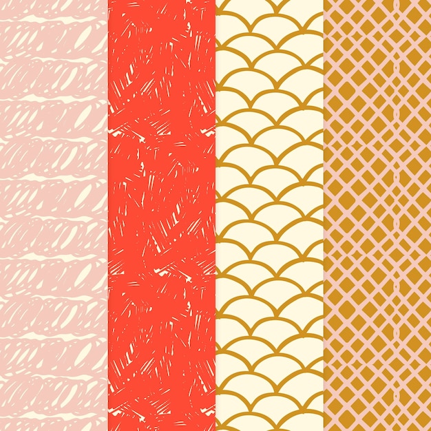 Free Vector engraving hand drawn pattern collection