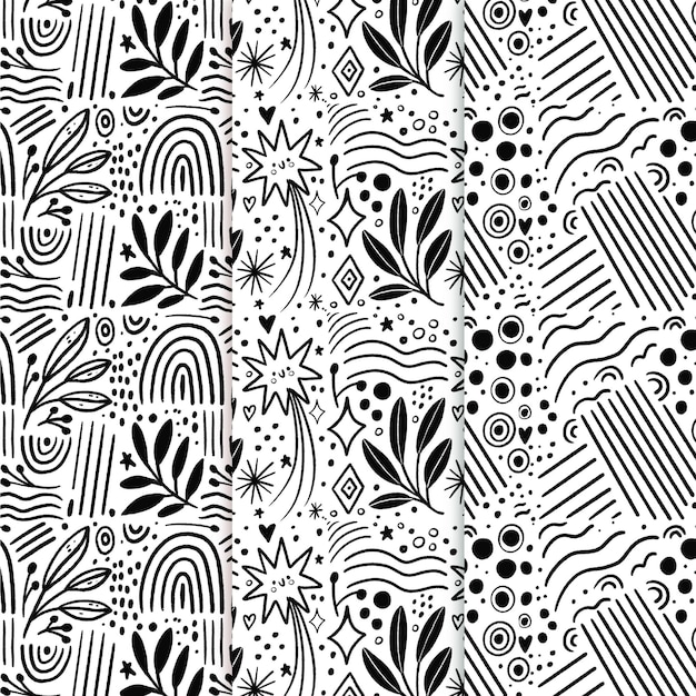 Free Vector engraving hand drawn pattern collection