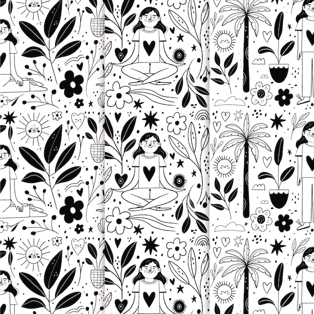 Engraving hand drawn pattern collection