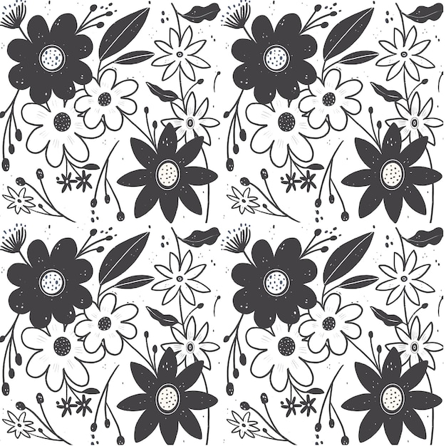 Free Vector engraving hand drawn pressed flowers pattern