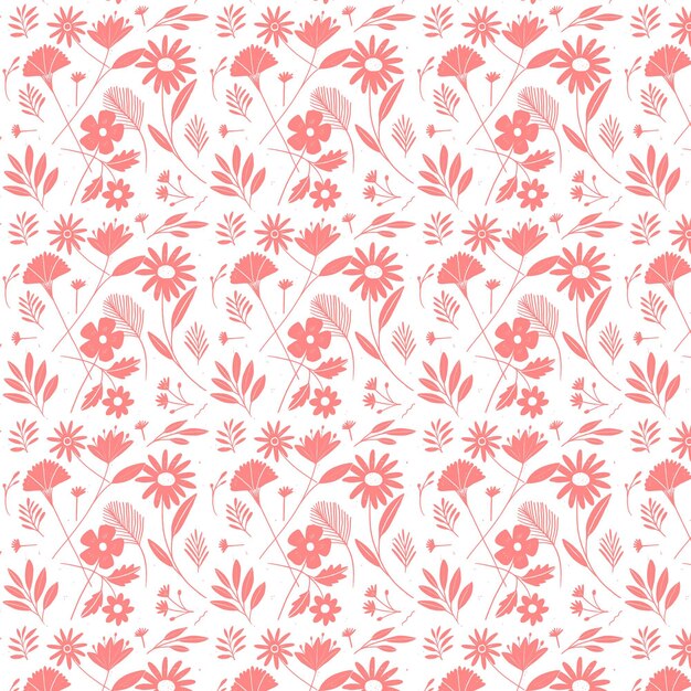 Engraving hand drawn pressed flowers pattern