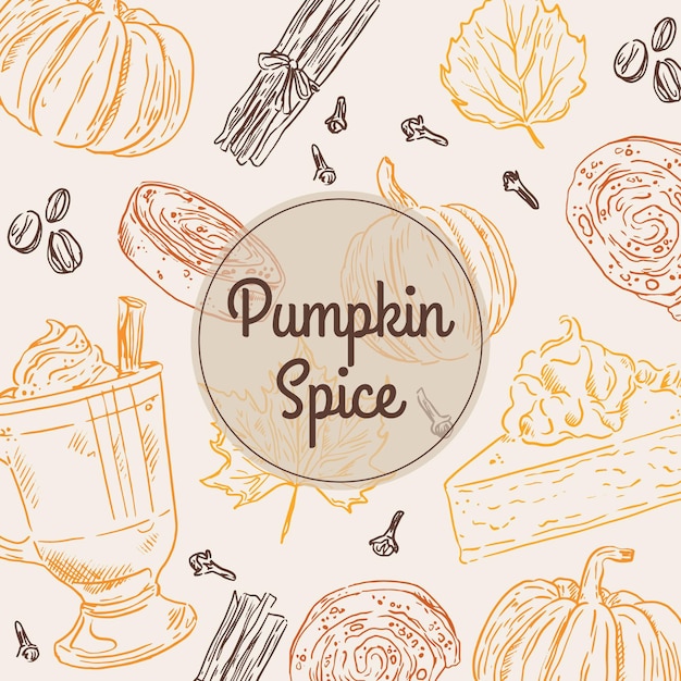 Free Vector engraving hand drawn pumpkin spice illustration