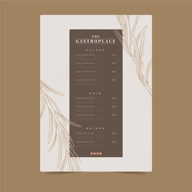 Free vector engraving hand drawn rustic restaurant menu template