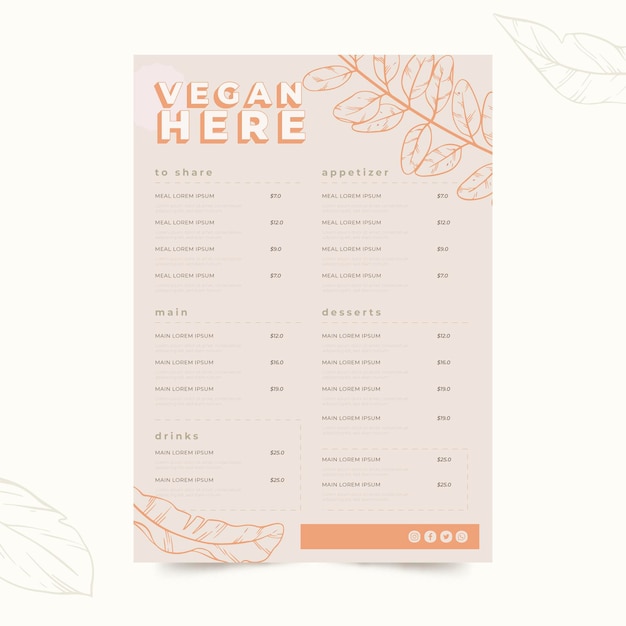 Free Vector engraving hand drawn rustic restaurant menu