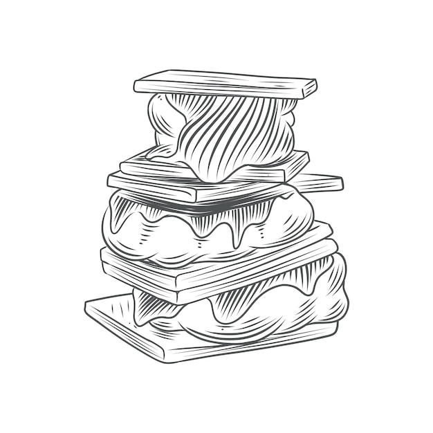 Free Vector engraving hand drawn s'more illustration