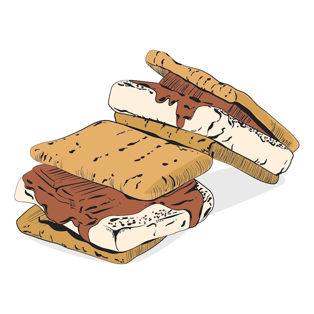 Free Vector engraving hand drawn s'mores dessert illustrated