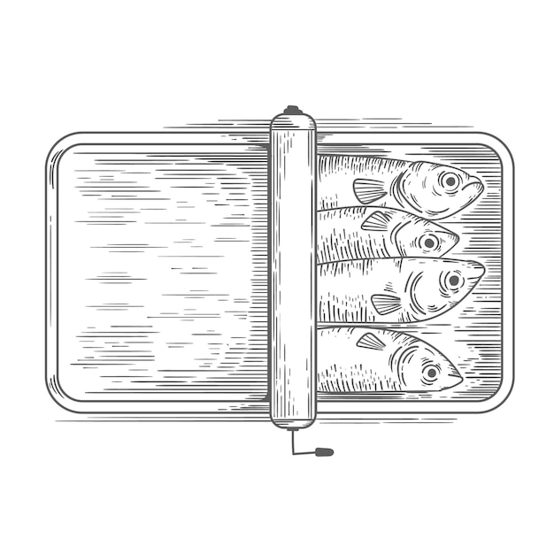 Free Vector engraving hand drawn sardine