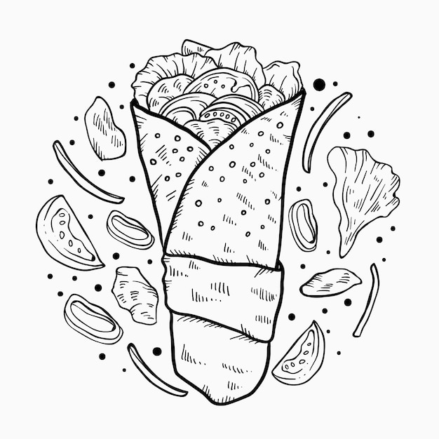 Free Vector engraving hand drawn shawarma illustration