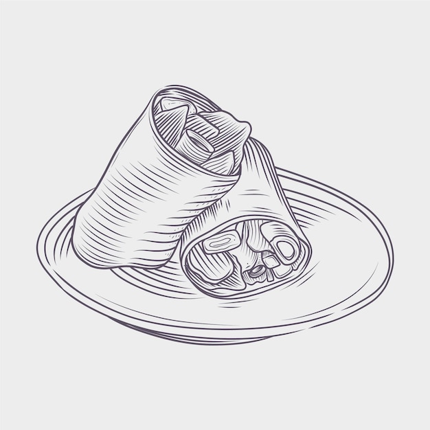 Free Vector engraving hand drawn shawarma illustration