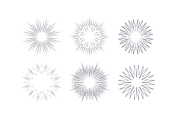 Free Vector engraving hand drawn sunbursts collection