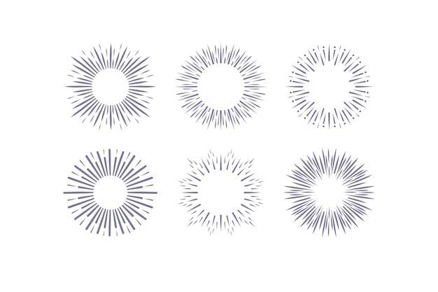 Free Vector engraving hand drawn sunbursts collection