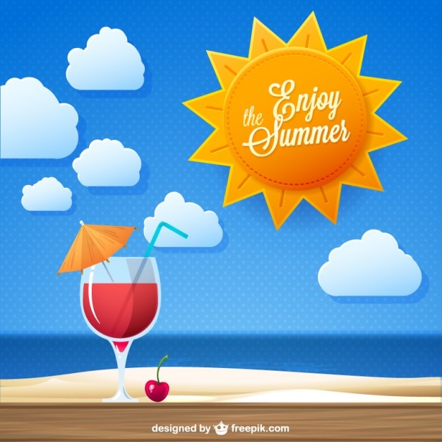 Free Vector enjoy the summer cocktail drink vector