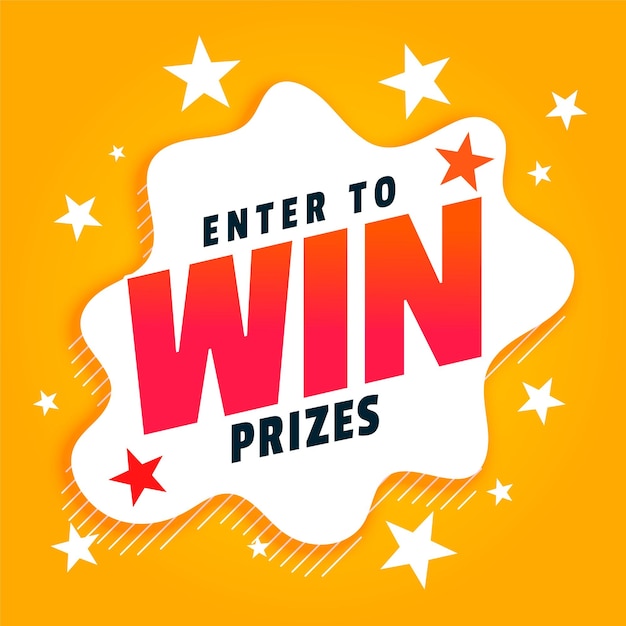 Free vector enter the lucky draw and win prizes yellow background design