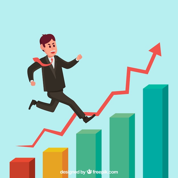 Free Vector entrepreneur on top of a growth chart