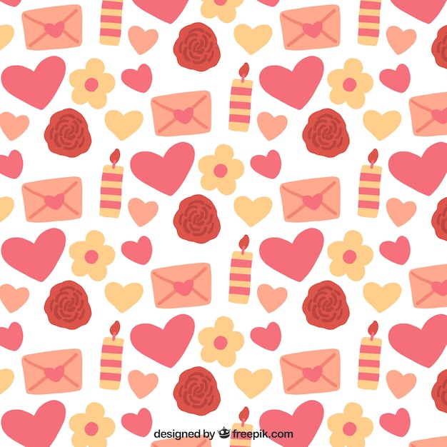 Envelope pattern with roses and hearts