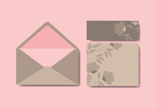 Envelope with invitation and floral decoration