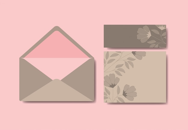 Envelope with invitation and floral decoration