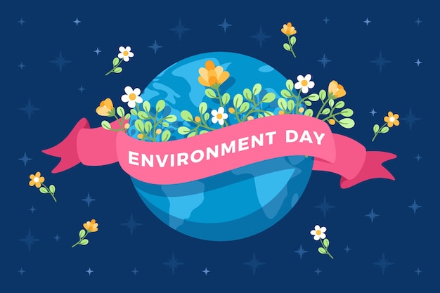 Free Vector environment day flat design earth with flowers