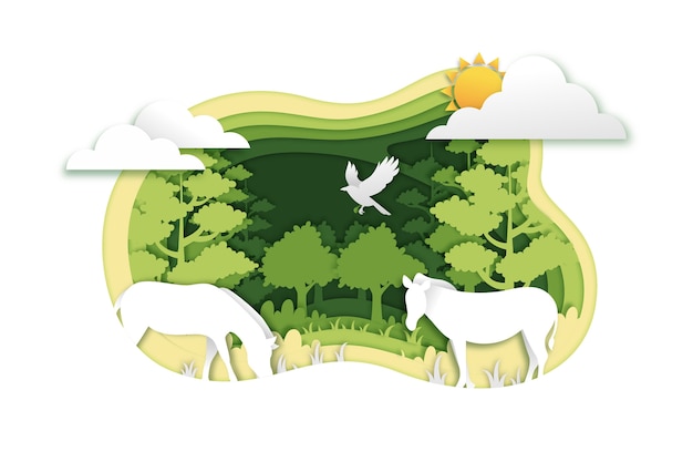 Free Vector environmental concept in paper style